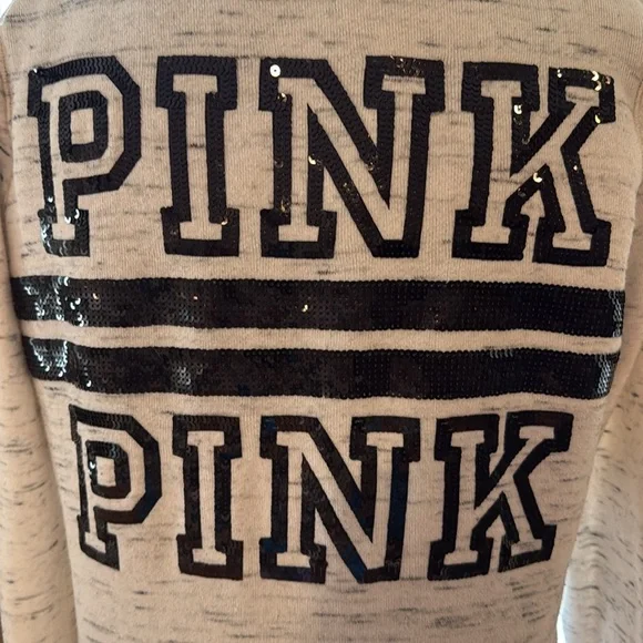 PINK Victoria’s Secret size medium faux fur lined hooded zip up sweatshirt - Picture 2 of 6